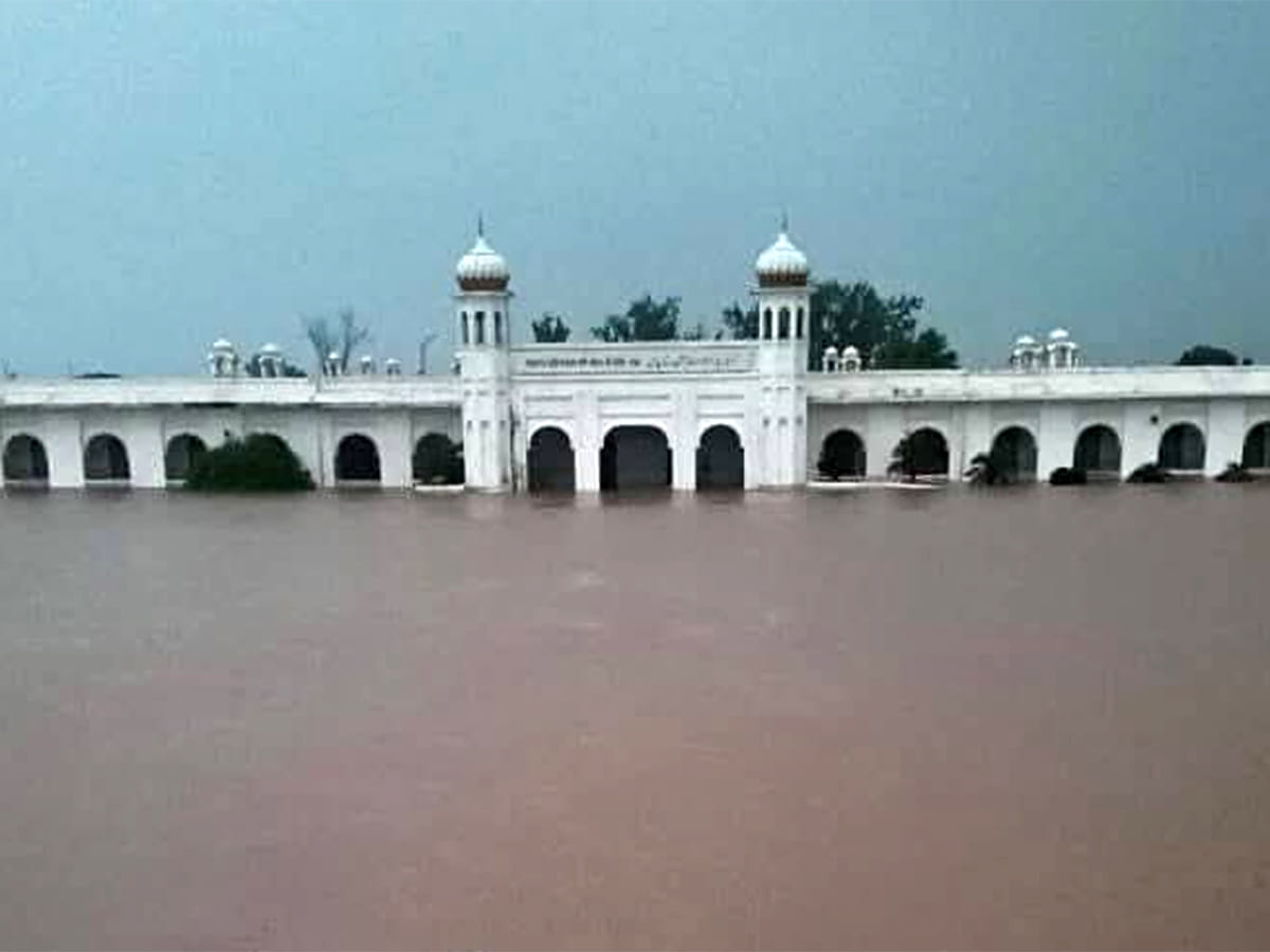 Gurdwara Darbar Sahib Kartarpur in Narowal district is now under floodwaters 