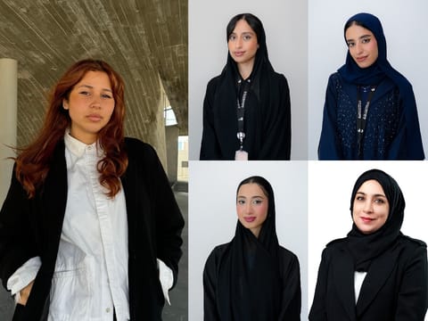 From left: Sara bin Safwan, Fatima Ahmed Al Maazmi, Wadeema Suliman Alhammadi, Mariam Mahmoud Alzadjali, and Laila Ahmed Al Rais.