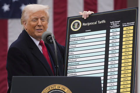 President Donald Trump speaks during an event to announce new tariffs in the Rose Garden at the White House, on April 2, 2025, in Washington. 