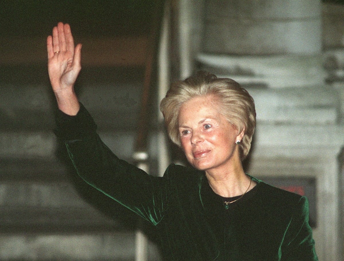 The Duchess Katharine of Kent waves to the media after being received into the Roman Catholic church by the Archbishop of Westminster, cardinal Hume at the Archbishop's House, London, 14 January 1994.