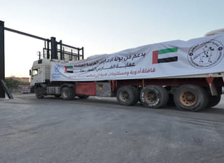 UAE sends five aid convoys carrying 2,300 tonnes of supplies into Gaza