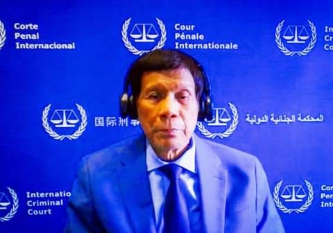 Former Philippine president Duterte appearing for the first time before the ICC judges on March 14 last year