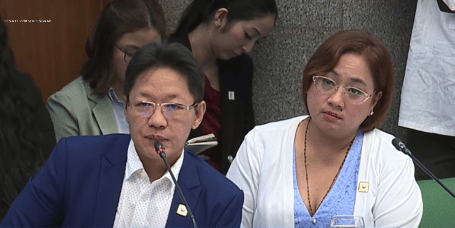 The Discaya couple (Sarah, right, and her husband Pacifico “Curlee” Discaya) during their Philippine Senate testimony before the Senate Blue Ribbon Committee. On September 8, 2025, they named high-profile politicians allegedly involved in kickbacks, including what one Filipino congressman claimed as previously "unmentionable", House Speaker Martin Romualdez, the president's cousin.