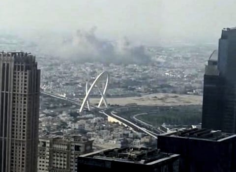 Smoke rises from an explosion, allegedly caused by an Israeli strike, in Doha, Qatar, on Tuesday, Sept. 9, 2025.