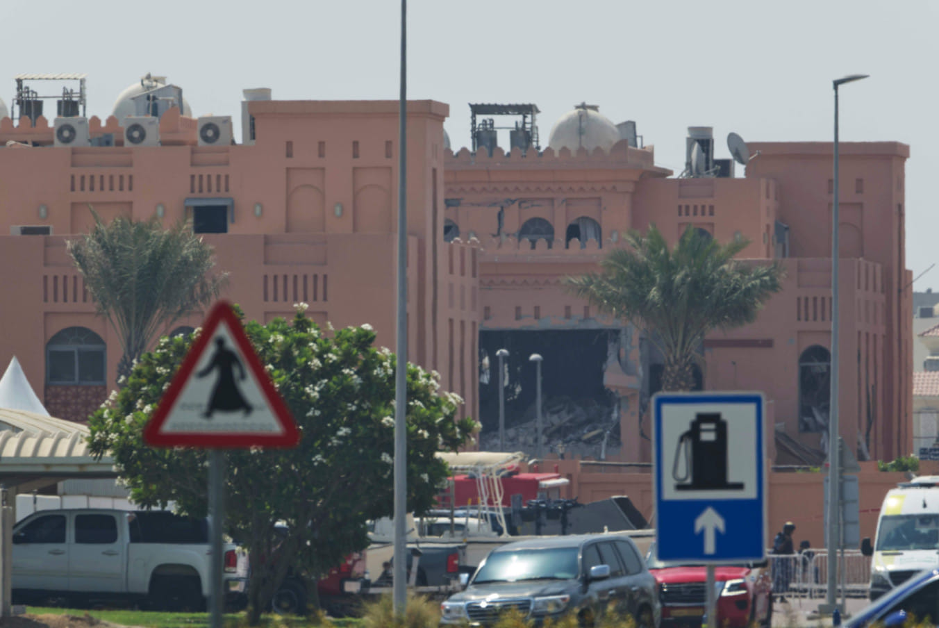 The damaged  building after an Israeli strike targeted a compound that hosted Hamas leaders in Doha.