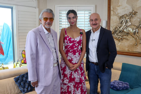 Dubai-based producer Rajan Lall, actress Shubhangi Dutt who stars in Anupam Kher's directorial Tanvi The Great in Dubai