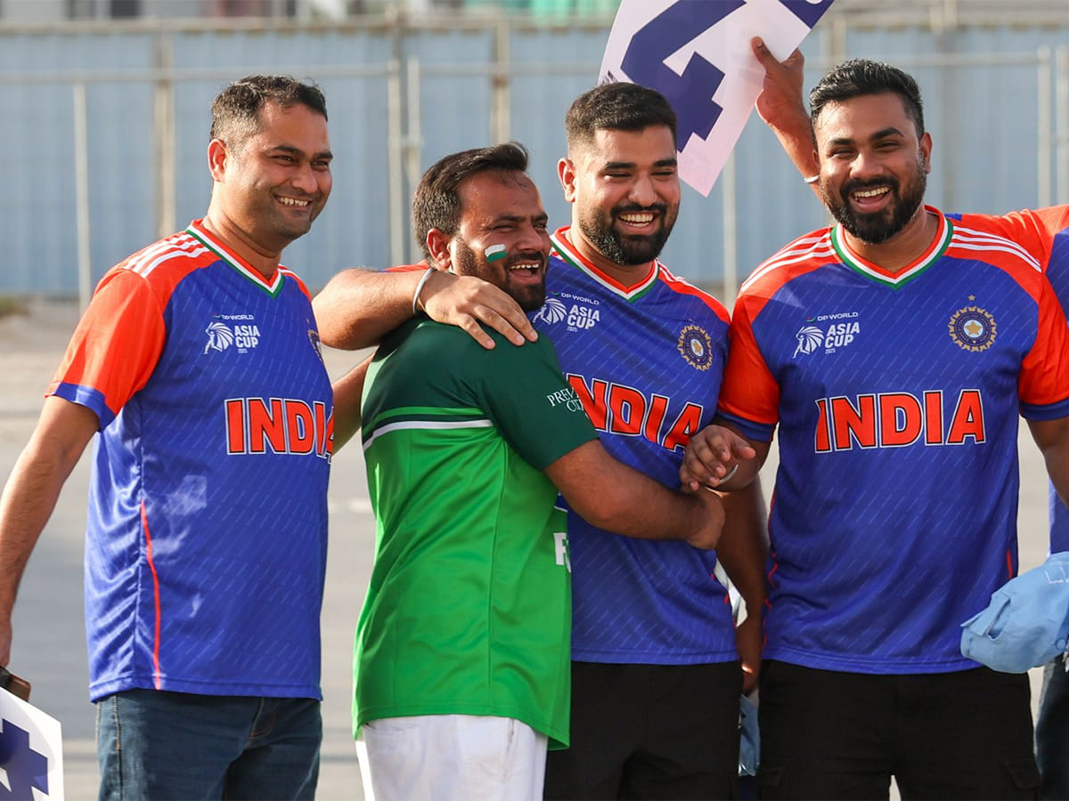 Fans arrive for big India vs Pakistan clash in the DP World Asia Cup match at Dubai International cricket stadium on Sunday. 