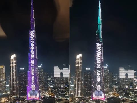 Dubai's Burj Khalifa illuminates to celebrate Indian PM Modi's 75th birthday