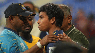 Watch: Captain Salman Agha, PCB officials console Wellalage after father's passing during Asia Cup