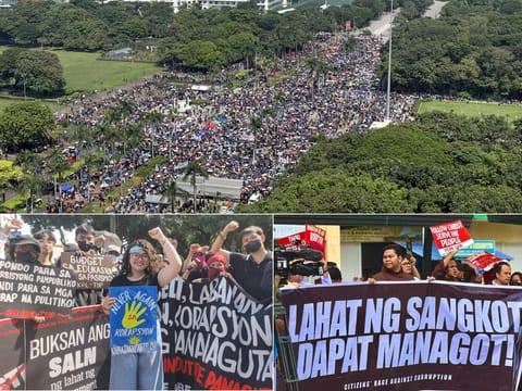 Thousands of anti-plunder protesters across multiple cities and sites, spearheaded by millennials, turned up on Sunday, amid calls for transparency and justice. 