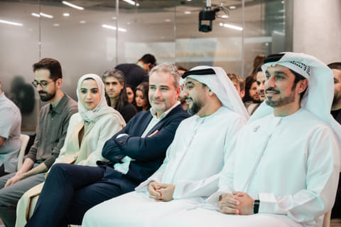 Saeed Al Eter (2nd from right) and other officials during the press conference to announce details of the $1 million AI-film award in Dubai. 