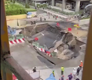 Video: Massive sinkhole in Bangkok forces evacuations