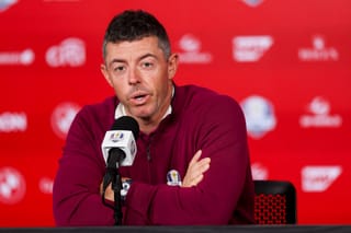 Rory McIlroy of Team Europe speaks in a press conference prior to the Ryder Cup 2025 at Black Course at Bethpage State Park Golf Course on September 25, 2025 in Farmingdale, New York.