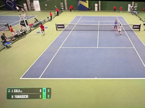 Alex Eala dominates Mei Yamaguchi 6-0, 6-3.