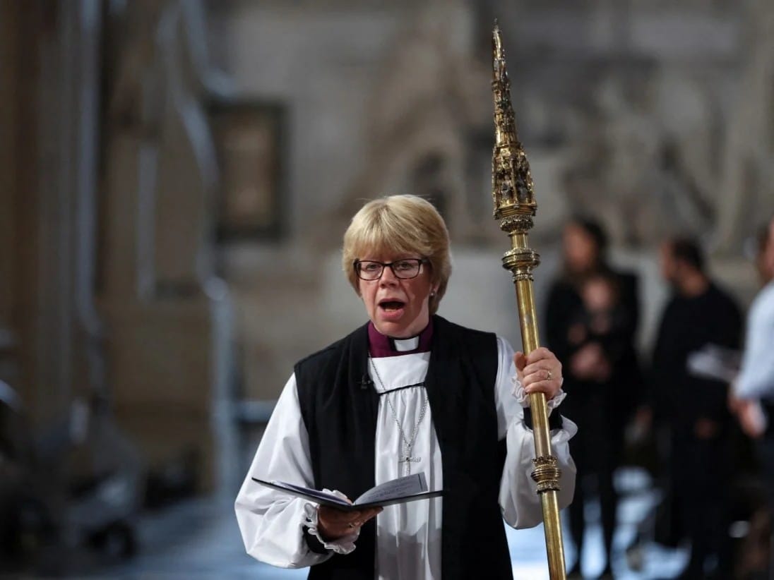The Bishop of London, Sarah Mullally attends a Service.