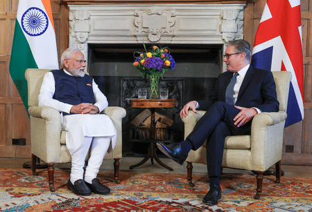 UK Prime Minister Keir Starmer is set to visit India next week. File photo shows him holding talks with Indian PM Narendra Modi in Mumbai.