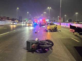Motorcyclist drives wrong-way on Dubai road, gets severely injured in accident