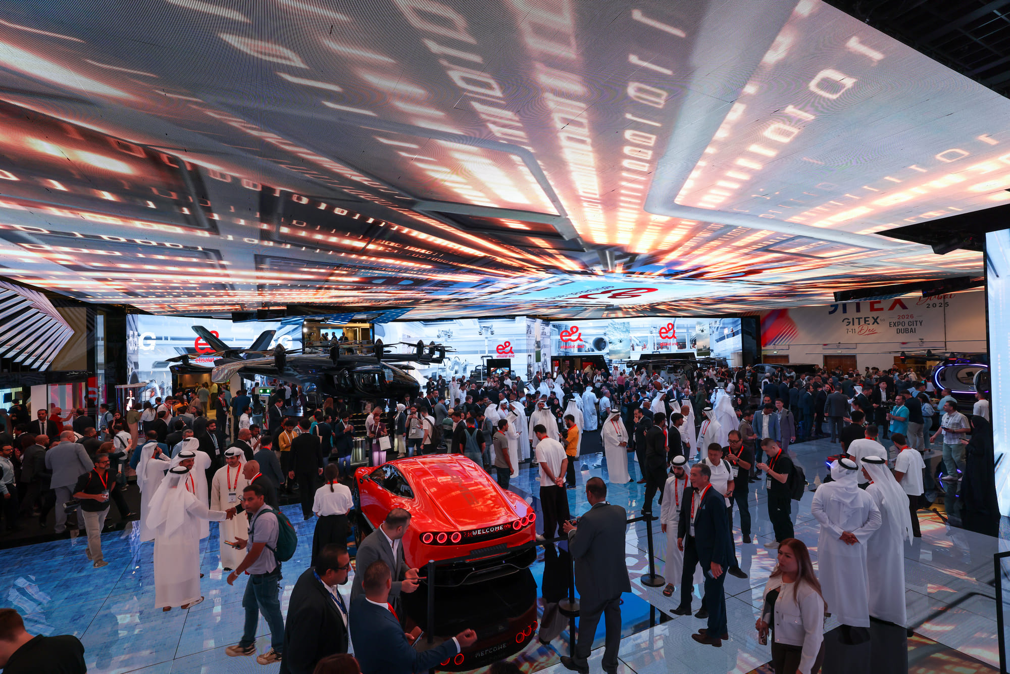 Visitors at e& pavilion on the opening day of Gitex Global 2025 at Dubai World Trade Centre. 