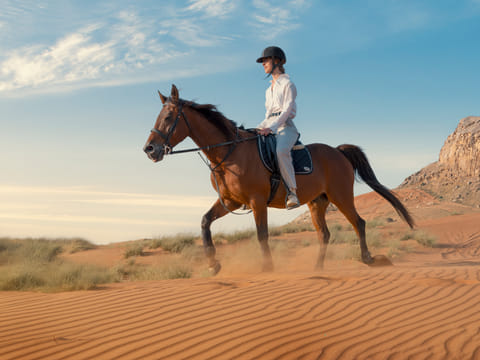 Mleiha offers horseback riding in its scenic arena.