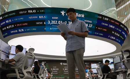 File photo shows trader at KOSPI. 