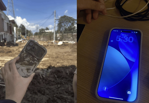 Typhoon Kalmegi floods spared the iPhone 17 Pro Max—worked fine once charged.