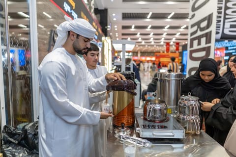 Brothers Abdullah and Soud Al Mulla in pristine white kandouras have created a quiet corner of comfort where three kinds of tea rule the day.