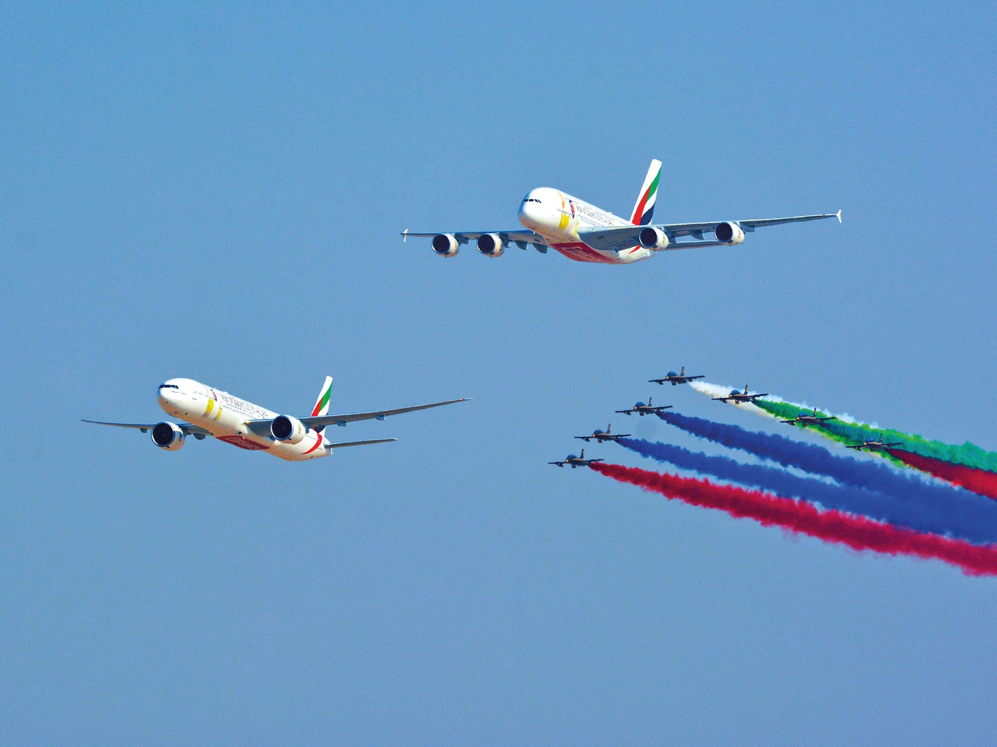 The Dubai Airshow features more than 1,500 exhibitors from 148 countries and over 200 commercial, military, and private aircraft