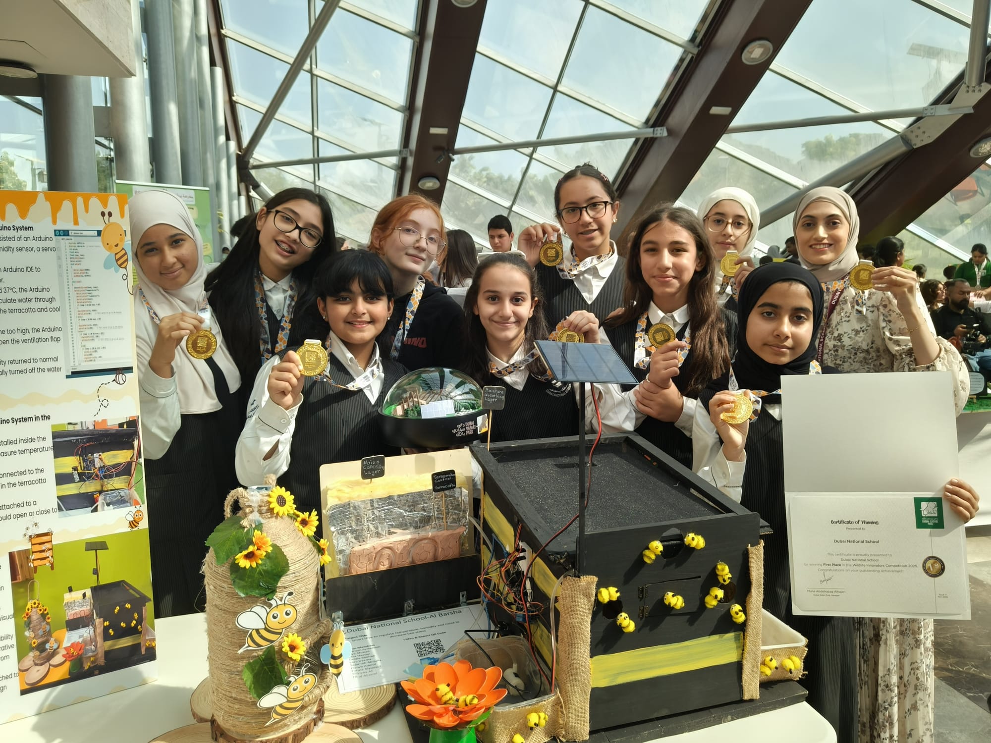 Dubai National School - Al Barsha claimed first place with their smart bee hive model.