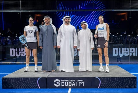 Mansoor Bin Mohammed awards trophies to Dubai Premier Padel P1 winners 