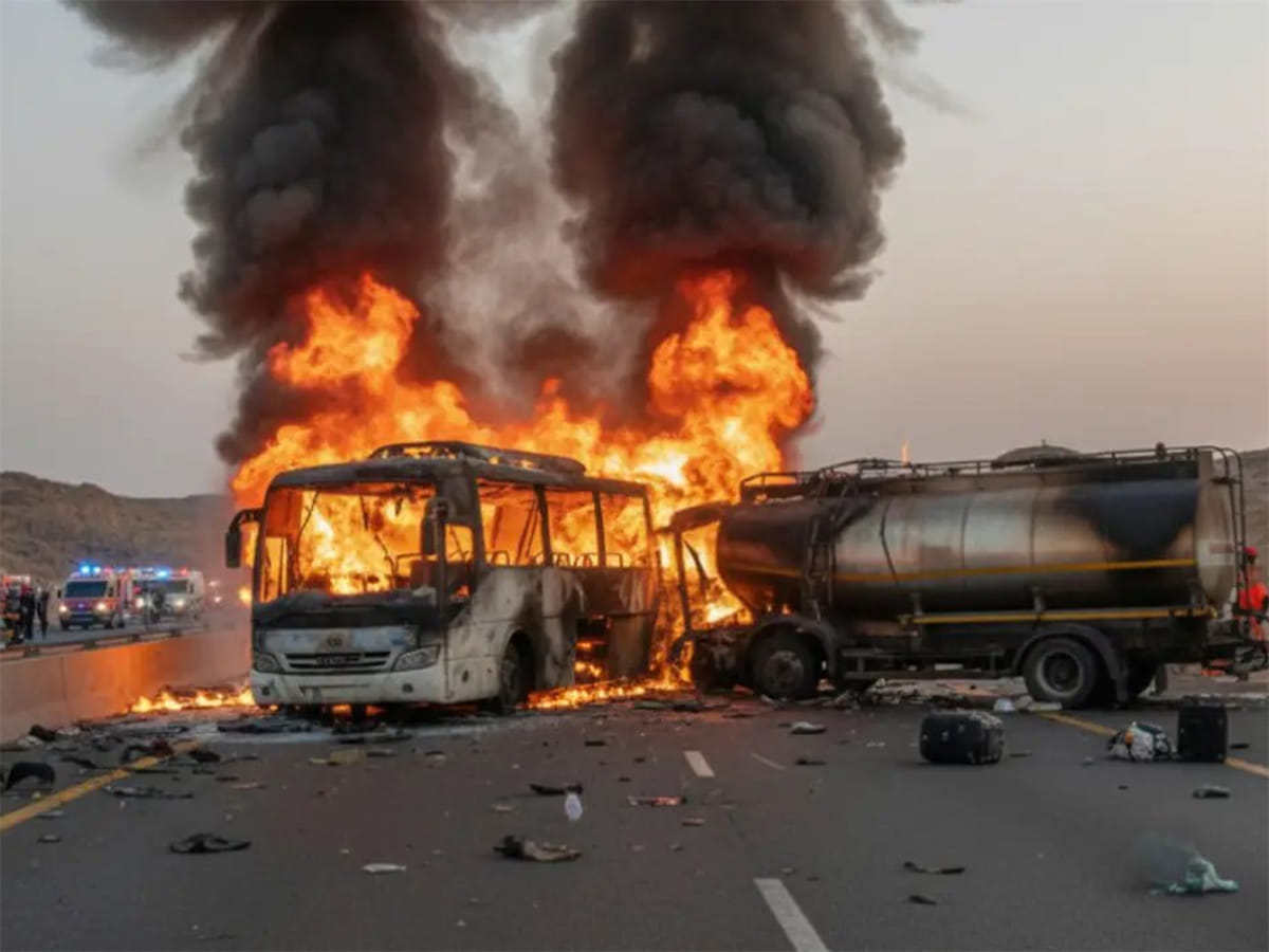 The bus with 46 people onboard was travelling from Mecca to Medina when the incident happened on the highway.