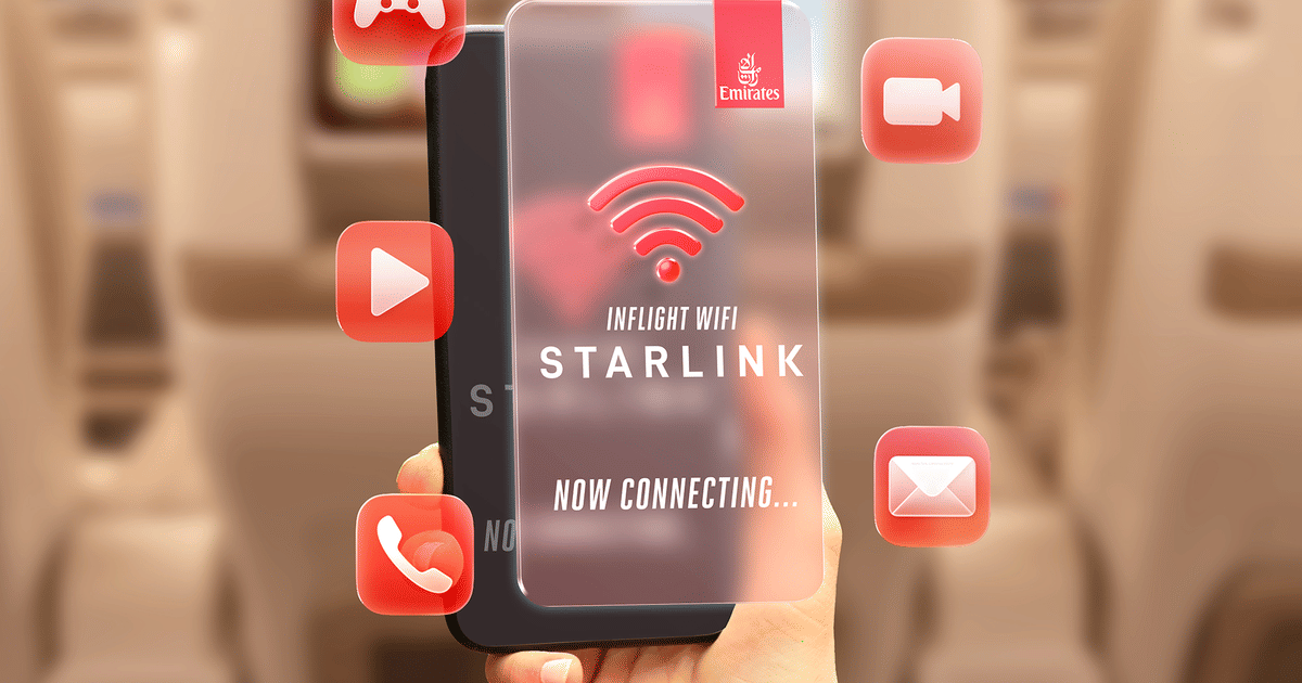 Emirates rolls out free Starlink WiFi to more destinations in Europe, Asia, Americas