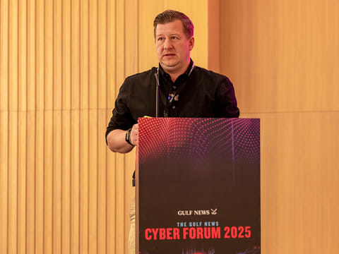 Vasily Dyagilev, Regional Director for GCC, Saudi Arabia and RCIS at Check Point, speaking at the Gulf News Cyber Forum 2025.