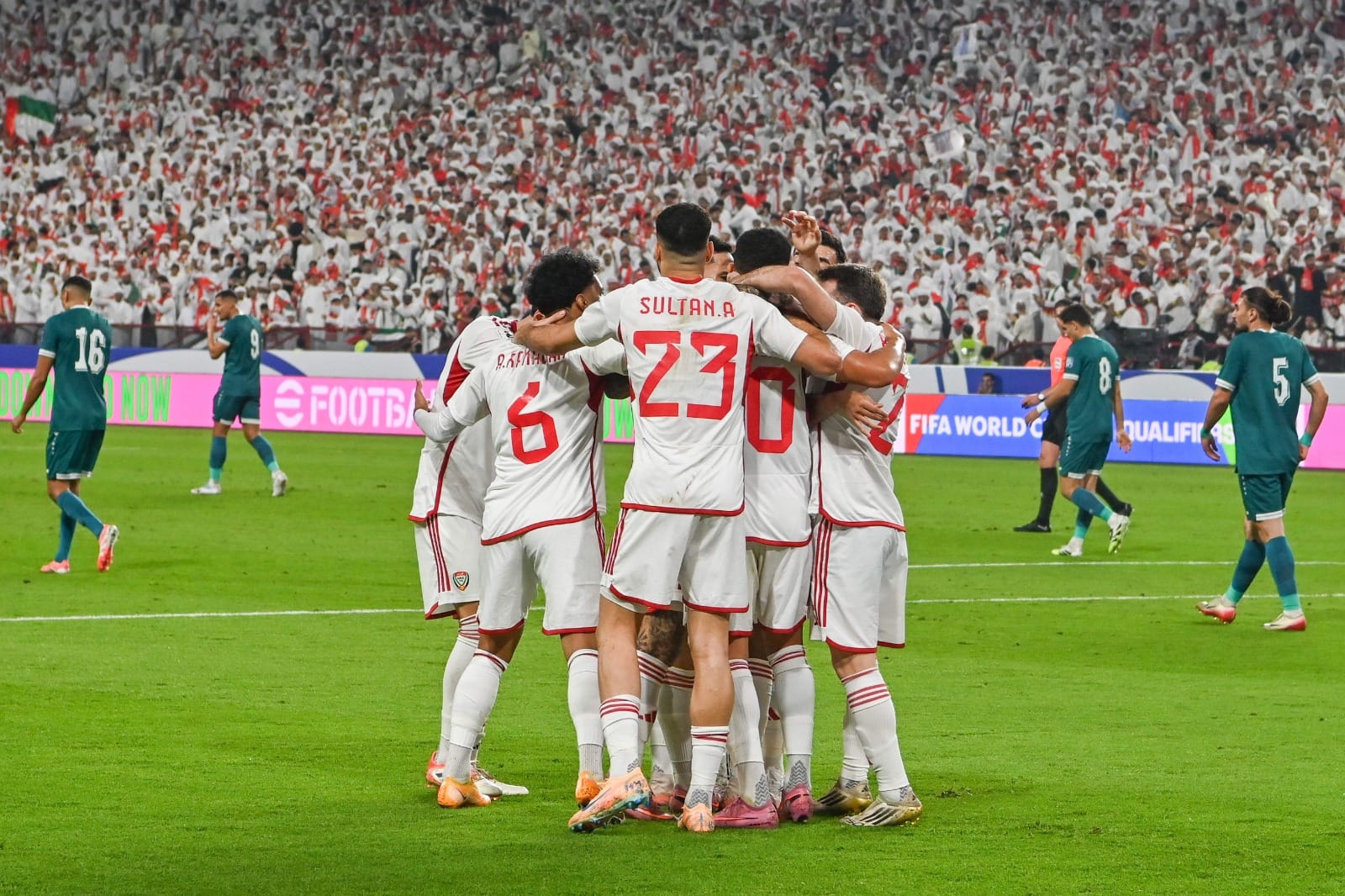 UAE players celebrating goal against Iraq