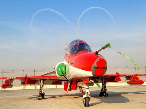 Soaring over the stunning Dubai skyline, the Suryakirans proudly showcase the spirit, precision and excellence of the Indian Air Force