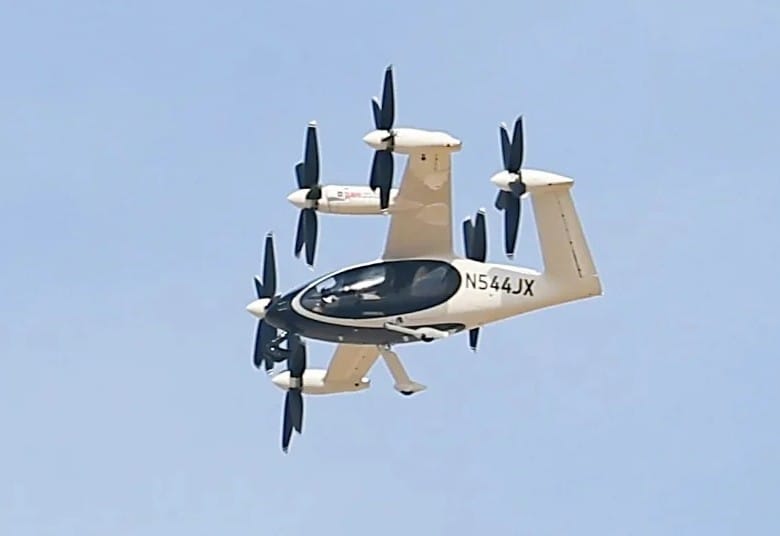 Joby Aviation’s pioneering aerial taxi during a special flight demonstration on the opening day of Dubai Airshow 2025 at Dubai World Central on Monday.  Virendra Saklani/Gulf News
