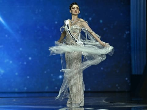 Miss Philippines Ahtisa Manalo takes part in the final competition of the 2025 Miss Universe pageant in Nonthaburi, north of Bangkok, on November 21, 2025.