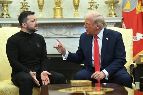 AFP PICTURES OF THE YEAR 2025 US President Donald Trump and Ukraine's President Volodymyr Zelensky meet in the Oval Office of the White House in Washington, DC. File photo taken on February 28, 2025.