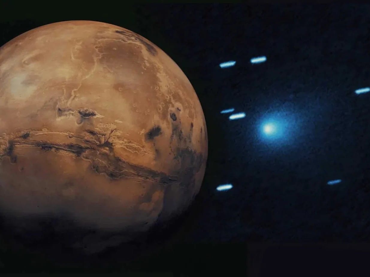 An artist's rendition of Comet 3I/ATLAS as it rockets through our Solar System at 58 km per second. 