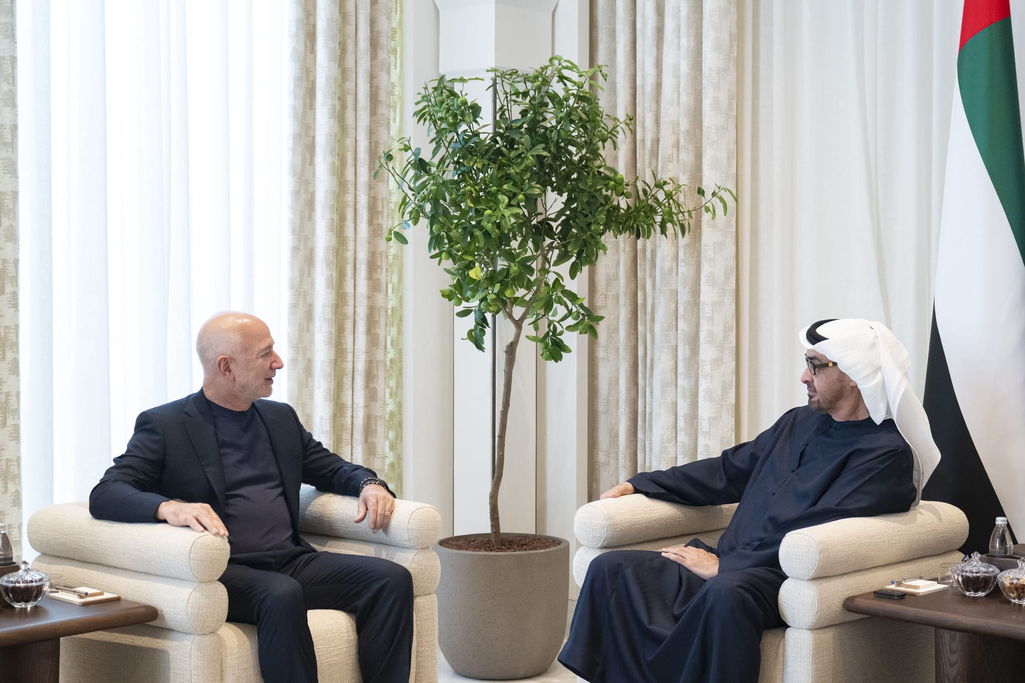 UAE President His Highness Sheikh Mohamed bin Zayed Al Nahyan with Jeff Bezos