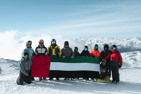 The UAE flag unfurled atop the Alps as part of Eid Al Etihad celebrations