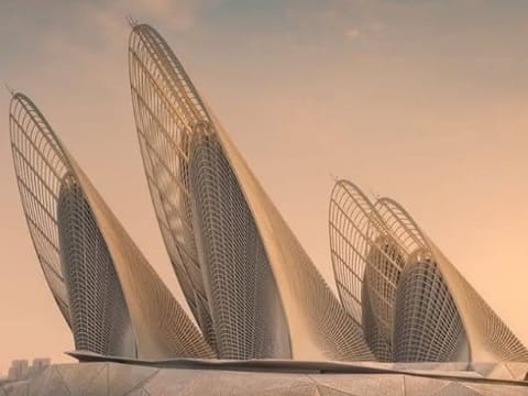 The Zayed National Museum building in Abu Dhabi was inspired by a falcon's wing