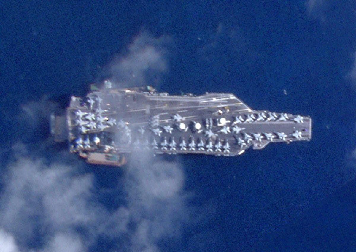 The USS Gerald R. Ford aircraft carrier was seen entering the Mediterranean Sea on Friday, where it was ordered by US President Donald Trump as part of a massive military buildup in the Middle East.
