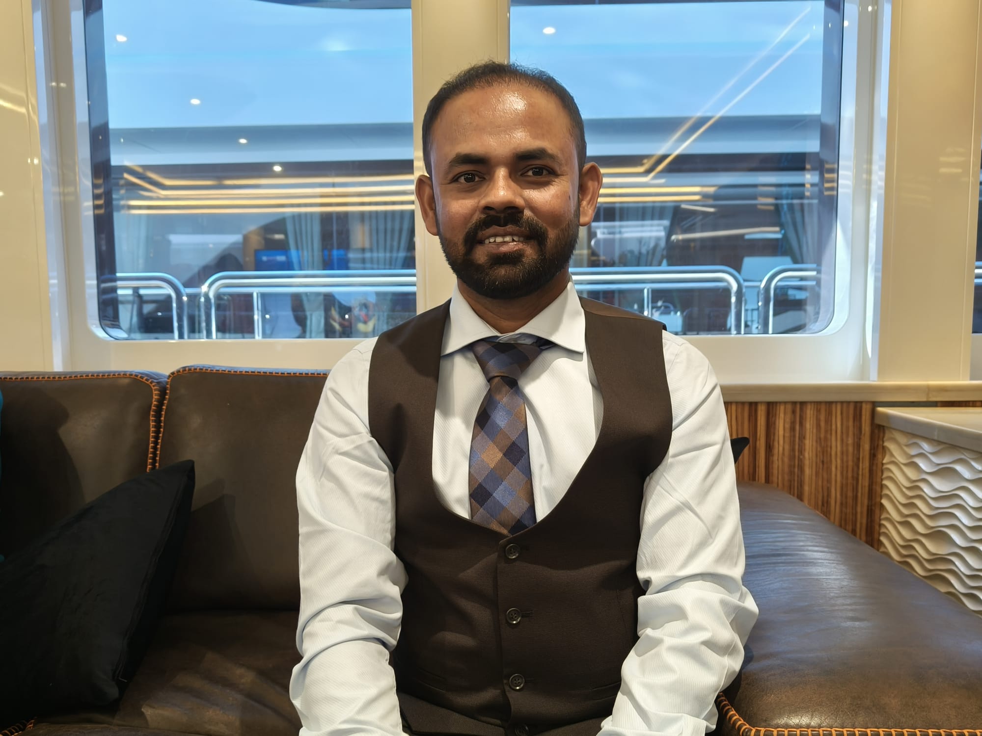 Bangladeshi expat Jahangir Alom on a Big Ticket yacht at the Formula One Abu Dhabi Grand Prix.