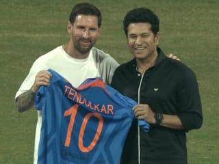 Watch: Sachin Tendulkar gifts Lionel Messi his iconic No 10 jersey