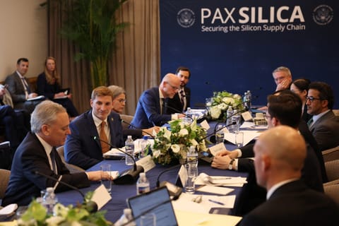 Undersecretary of State Jacob Helberg Convenes The Pax Silica Summit, the first convening of a high level, private gathering focused on economic security and the establishment of a new grouping of partners tailored for the AI economy at Donald J. Trump Institute of Peace on December 12, 2025 in Washington, DC. 