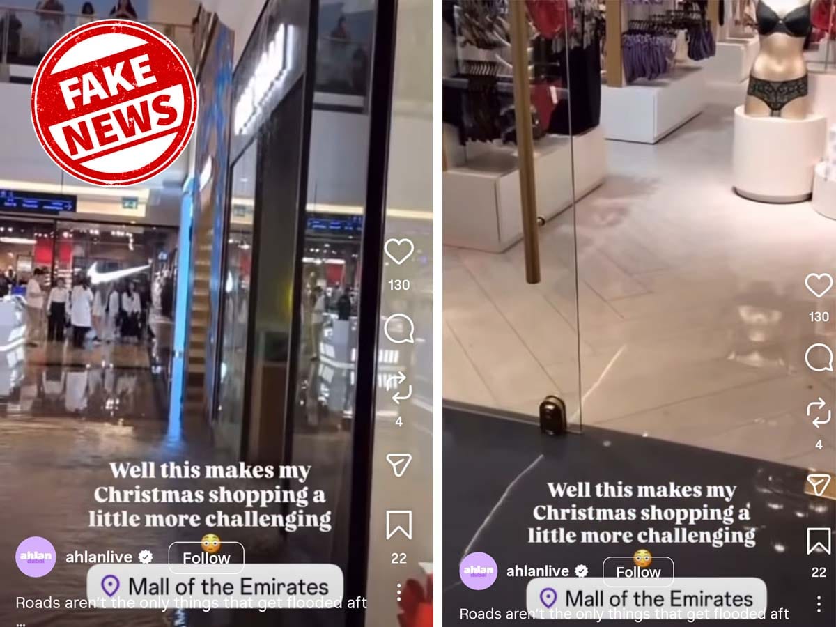 Fake News- mall of the Emirates rain