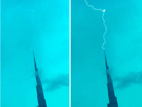 Lightning strikes Burj Khalifa