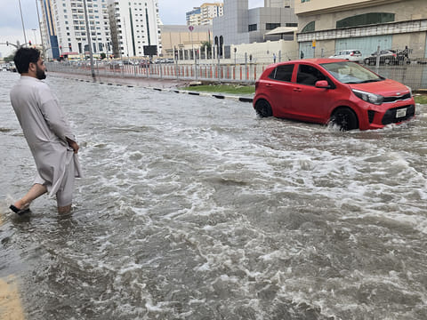 Authorities warn against driving through floodwaters and approaching wadis as heavy rain and thunderstorms are expected to continue until Friday


