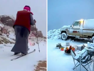 Watch: Saudi Arabia experiences rare snowfall in Tabuk and Hail, residents go skiing
