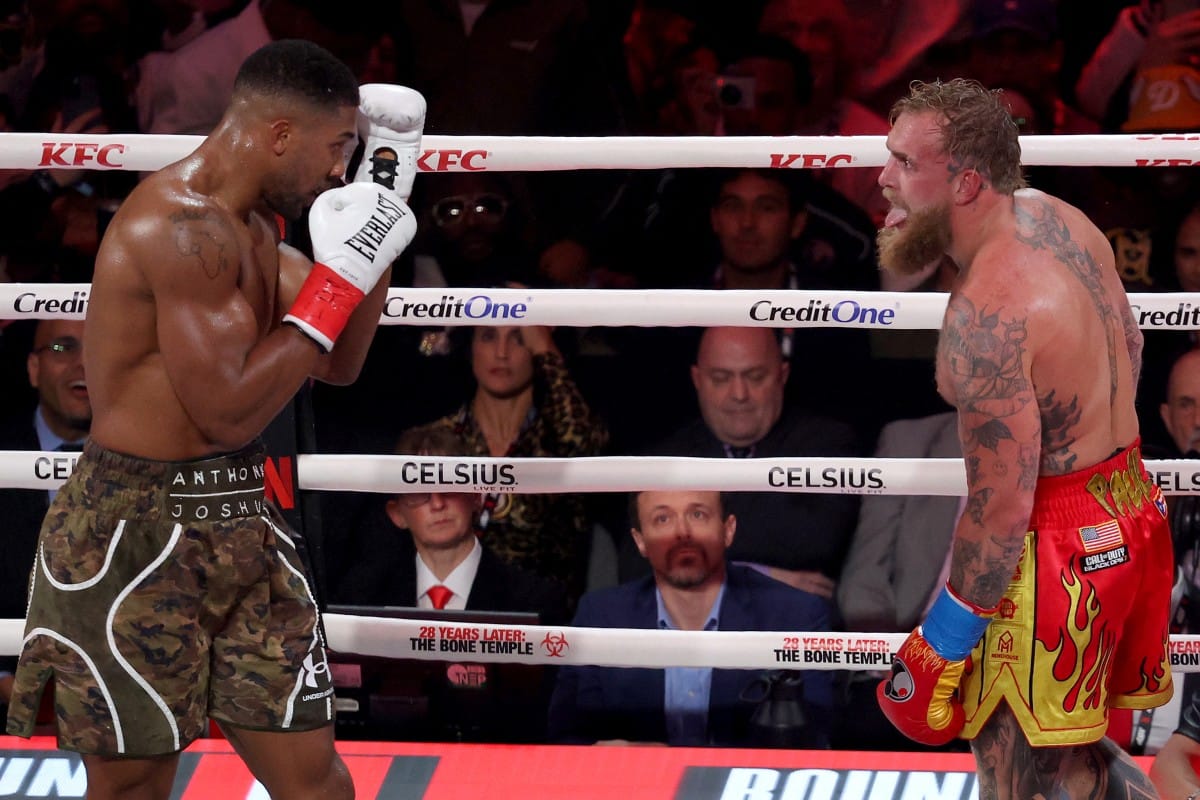 Anthony Joshua fights Jake Paul in their heavyweight bout at Kaseya Center on December 19, 2025 in Miami, Florida.